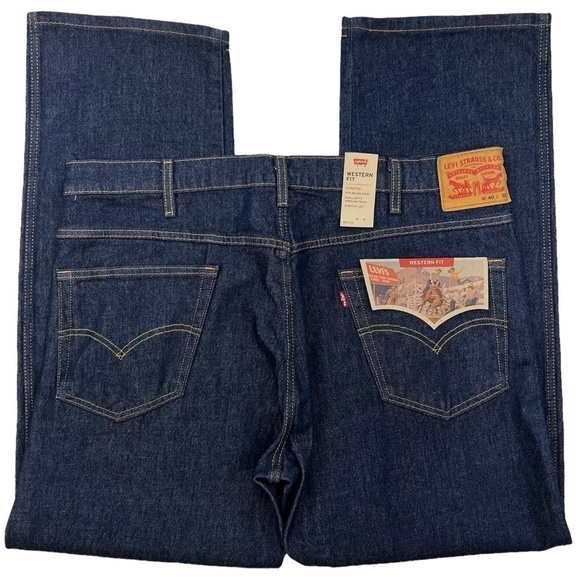 NWT Levi's Mens Western Fit Heavyweight Stretch Denim Jeans Dark Rinse 40x32 - Picture 7 of 14